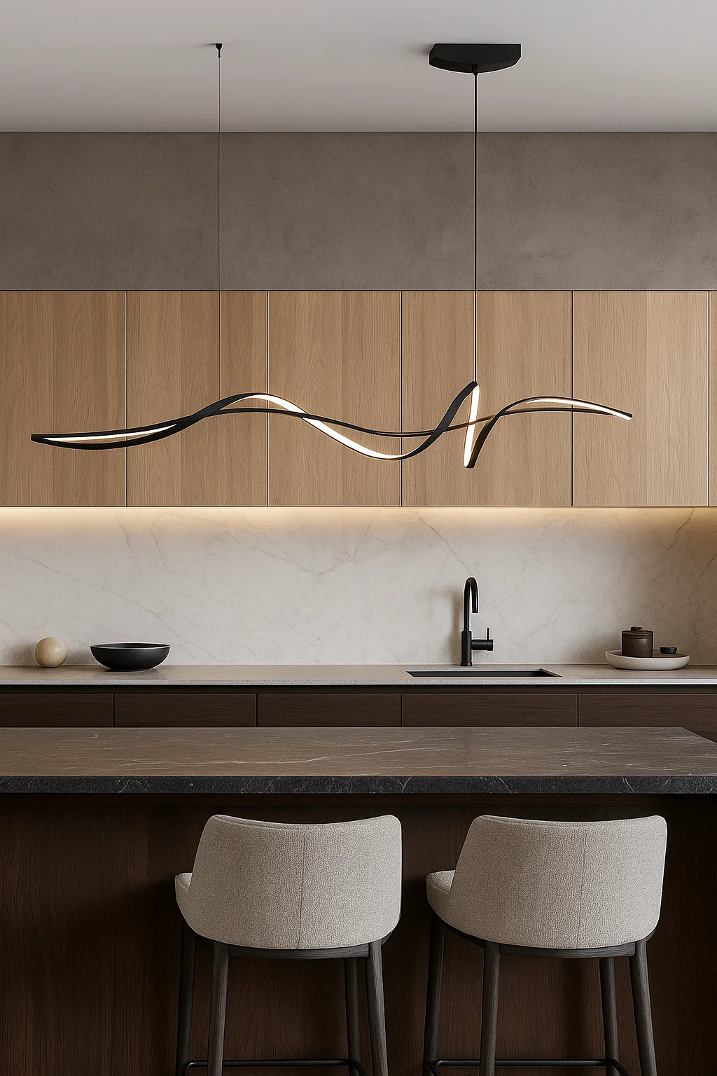 Pendant lamp Famous linear 2 P3 LED 30W 3CCT L1600 BK