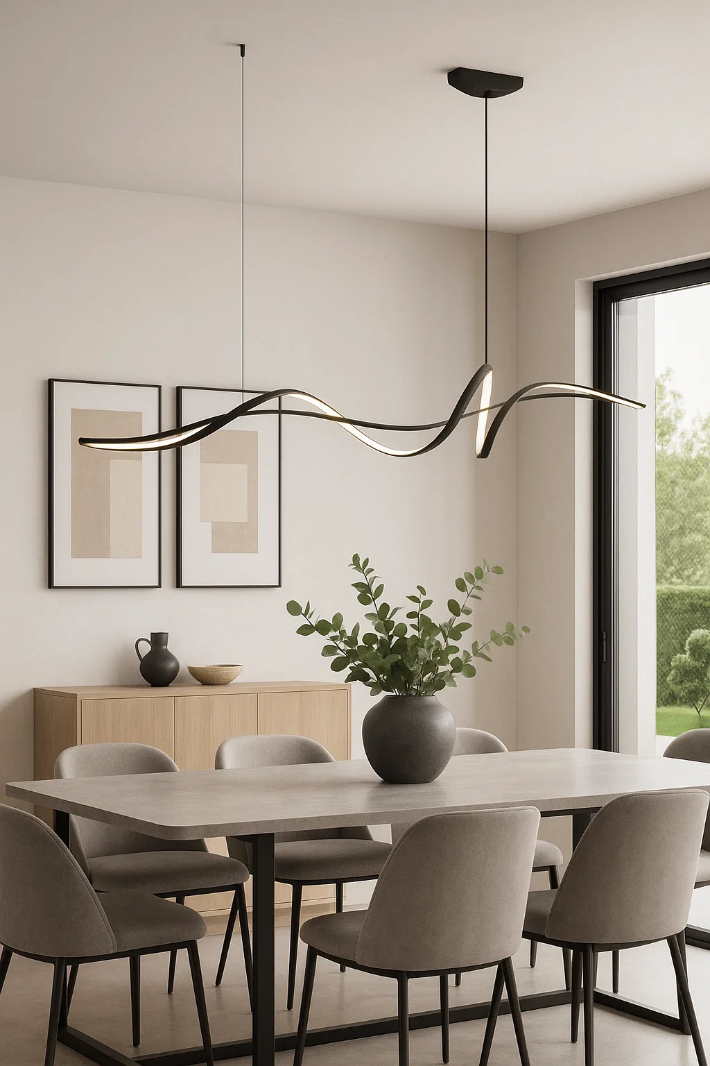 Pendant lamp Famous linear 2 P2 LED 20W 3K L1400 BK