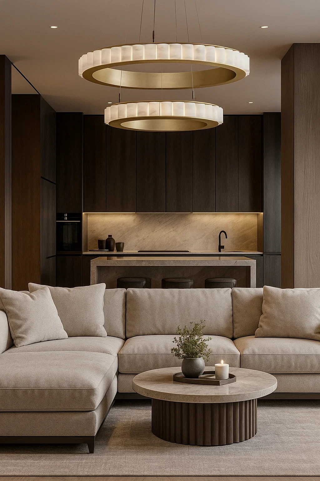 Pendant lamp Capella 2 Alabaster Spanish Marble LED 70W CCT Dim BRS