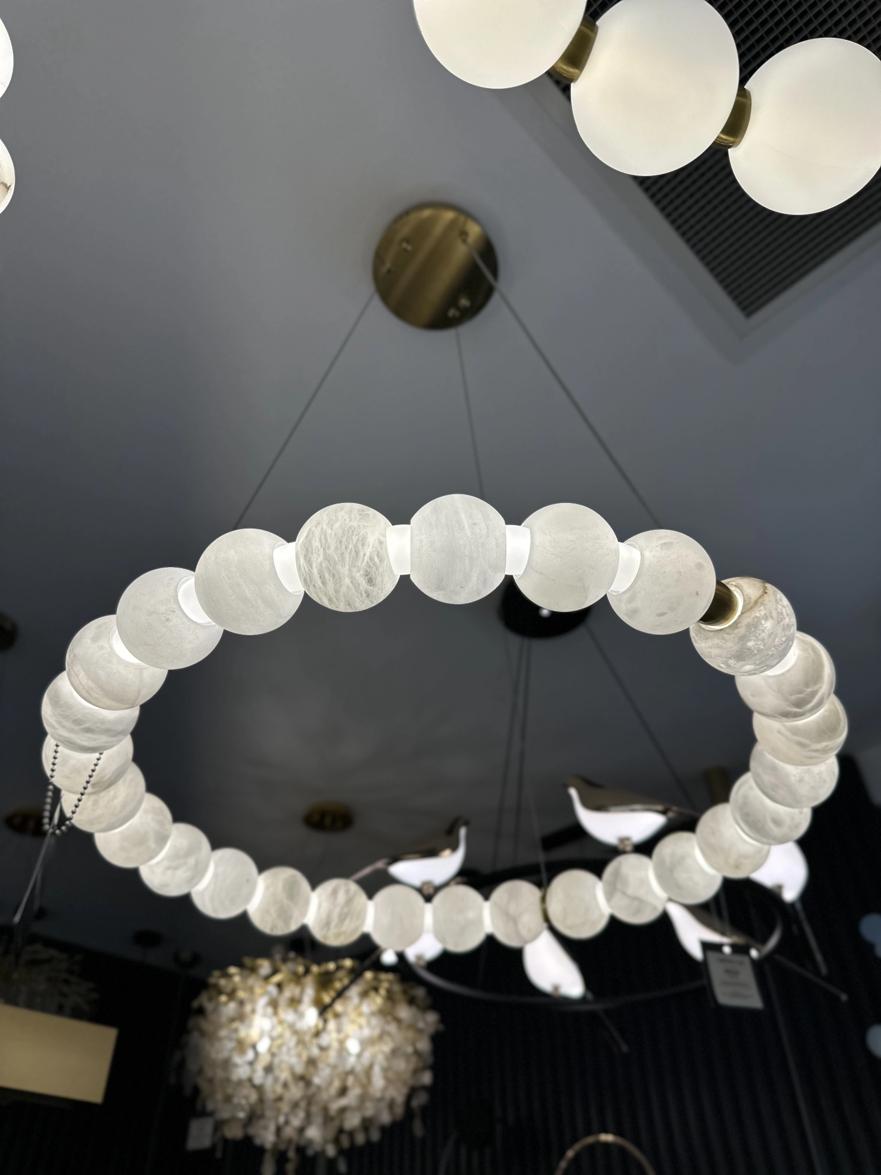 Pendant lamp Coronet Alabaster Spanish Marble D60 LED 30W CCT BRS