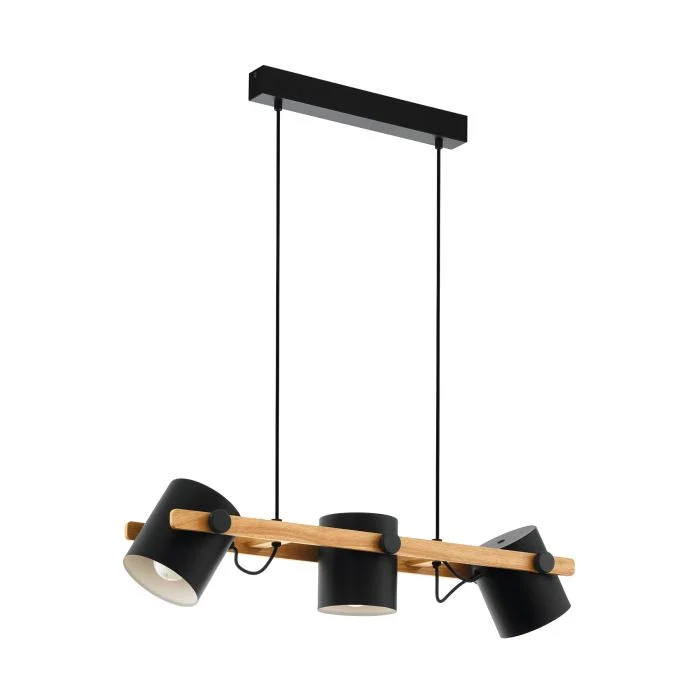 Pendant lamp HORNWOOD 3X60W E27 BLK-LIGHT WOOD